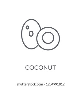 Coconut linear icon. Modern outline Coconut logo concept on white background from Fruits and vegetables collection. Suitable for use on web apps, mobile apps and print media.