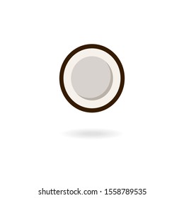 Coconut logo. Half isolated coco icon, vector illustration. Top view.