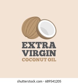 coconut logo with headline extra virgin coconut oil for use as label or banner