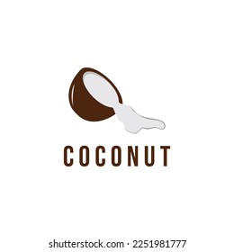 Coconut Logo Icon. Natural Young Coconut Flat Design.