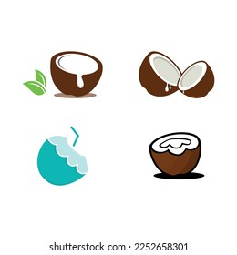 Coconut Logo Icon. Natural Young Coconut Flat Design.