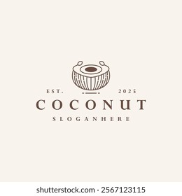 Coconut logo vector hipster vintage icon illustration