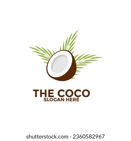 Plantilla vectorial de logotipo de coco, conceptos de diseño de logotipo de coco creativo, símbolo de icono, Ilustración