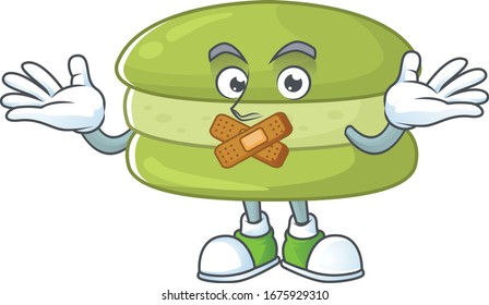 Coconut macarons cartoon character design concept showing silent gesture