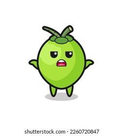 coconut mascot character saying I do not know