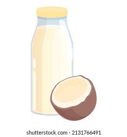 Coconut Milk Bottle Icon Cartoon Vector. Vegetable Milk. Vegetarian Drink