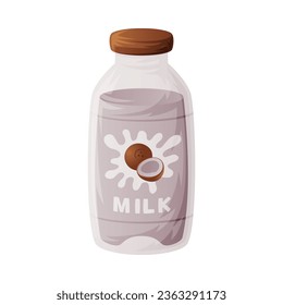 Coconut Milk Bottle as Organic Drink Vector Illustration