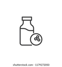 Coconut milk bottle outline icon. linear style sign for mobile concept and web design. Organic food simple line vector icon. Symbol, logo illustration. Pixel perfect vector graphics