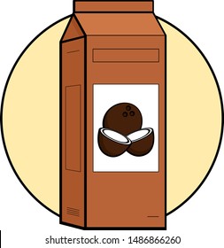 coconut milk carton bottle color illustration