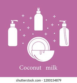 Coconut milk for cosmetics and care products. Glamour fashion vogue style.