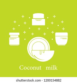Coconut milk for cosmetics and care products. Glamour fashion vogue style.