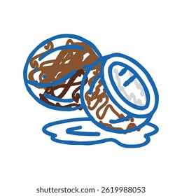 coconut milk cut doodle icon sketch vector. coconut milk cut sign. isolated symbol illustration