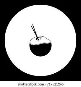 coconut milk drink simple black icon eps10