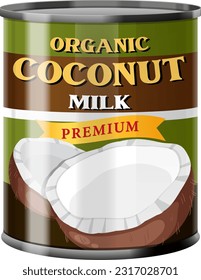 Ilustración de la leche de coco en la alimentación Can Vector