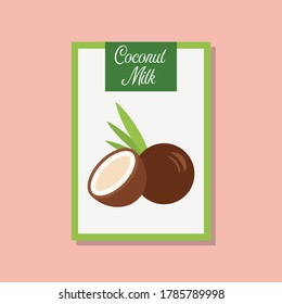 Coconut milk icon in flat style. Vector illustration