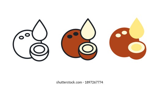 Kokosmilch-Symbol. Lineares Farbsymbol, Kontur, Form, Umriss. dünn. Modernes minimalistisches Design. Vektorset. Früchteillustrationen