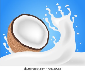 coconut milk and juice vector