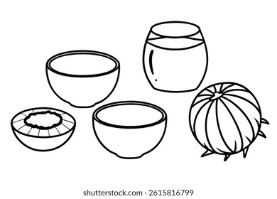Coconut Milk Line Art Creative Illustration for Modern Artwork Design 