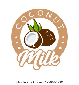 Coconut milk. Logo. Packaging design and icons in linear style - coconut milk.
