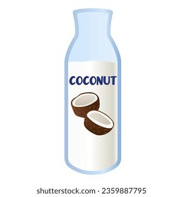Coconut milk on a white background. Vegetable milk. Vector.