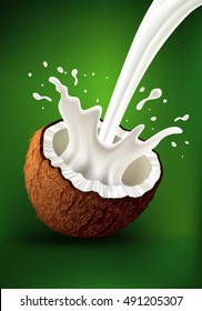 Coconut with milk splash