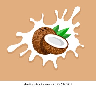 Coconut, Coconut and Milk Splash, Half Coconut