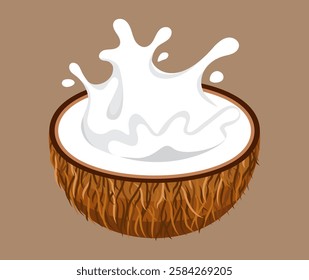 Coconut, Coconut and Milk Splash, Half Coconut