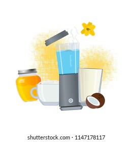 Coconut milk vector concept. Composition made of ingredients
