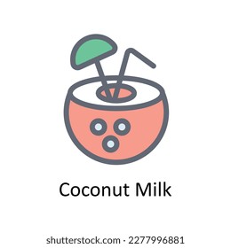 Coconut Milk Vector      Fill outline Icons. Simple stock illustration stock