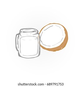 Coconut milk vector hand drawn, isolated