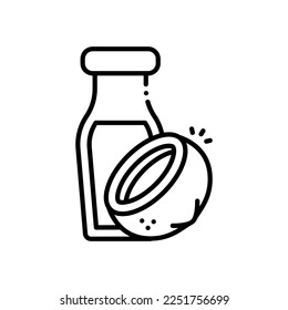 Coconut milk vector icon black outline style.Can be use for wedding invitation, card design and background design