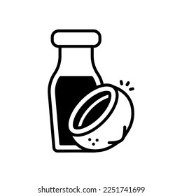 Icono de vector de leche de coco estilo de icono de glifo.Puede utilizarse para invitaciones de boda, diseños de tarjetas y diseño de fondo