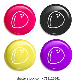 Coconut multi color glossy badge icon set. Realistic shiny badge icon or logo mockup