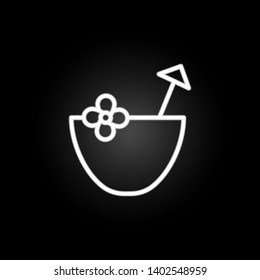 Coconut neon icon. Elements of summer set. Simple icon for websites, web design, mobile app, info graphics