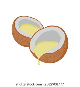 Coconut Oil, Beauty and Spa Vector isolated Illustration