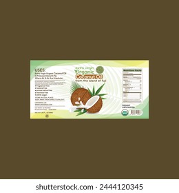 coconut oil label design vector, coco oil, natural hair oil label