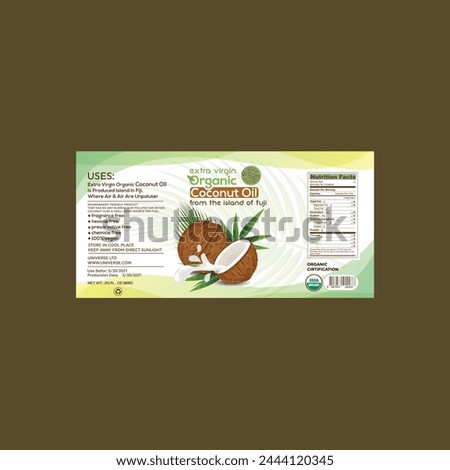 coconut oil label design vector, coco oil, natural hair oil label