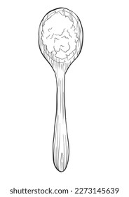 Coconut oil or lard on a wooden spoon, isolated vector