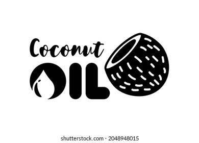 Coconut oil logo design concept. Organic natural cocoanut product packaging brand identity logotype template. Vector isolated coco drop sign for eco company trademark eps Illustration