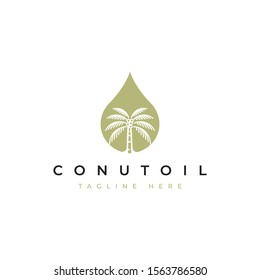 Coconut oil logo design symbol vector template