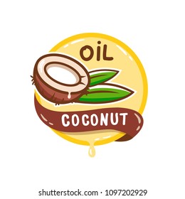 Coconut oil logo. Organic natural product vector emblem.