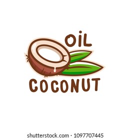 Coconut oil logo. Organic natural product vector emblem.