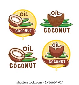 Coconut oil logo. Organic natural product vector emblem.