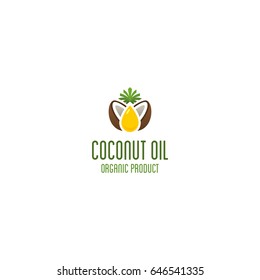 Coconut Oil Logo. Organic Product Vector Emblem.