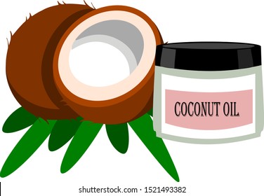 coconut oil vector illustration with coconut