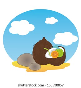 coconut on special beach background