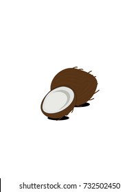 Coconut on white background