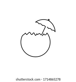 coconut one line icon on white background