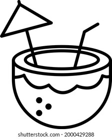 Diseño de icono de contorno de coco
