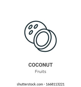 Coconut outline vector icon. Thin line black coconut icon, flat vector simple element illustration from editable fruits concept isolated stroke on white background